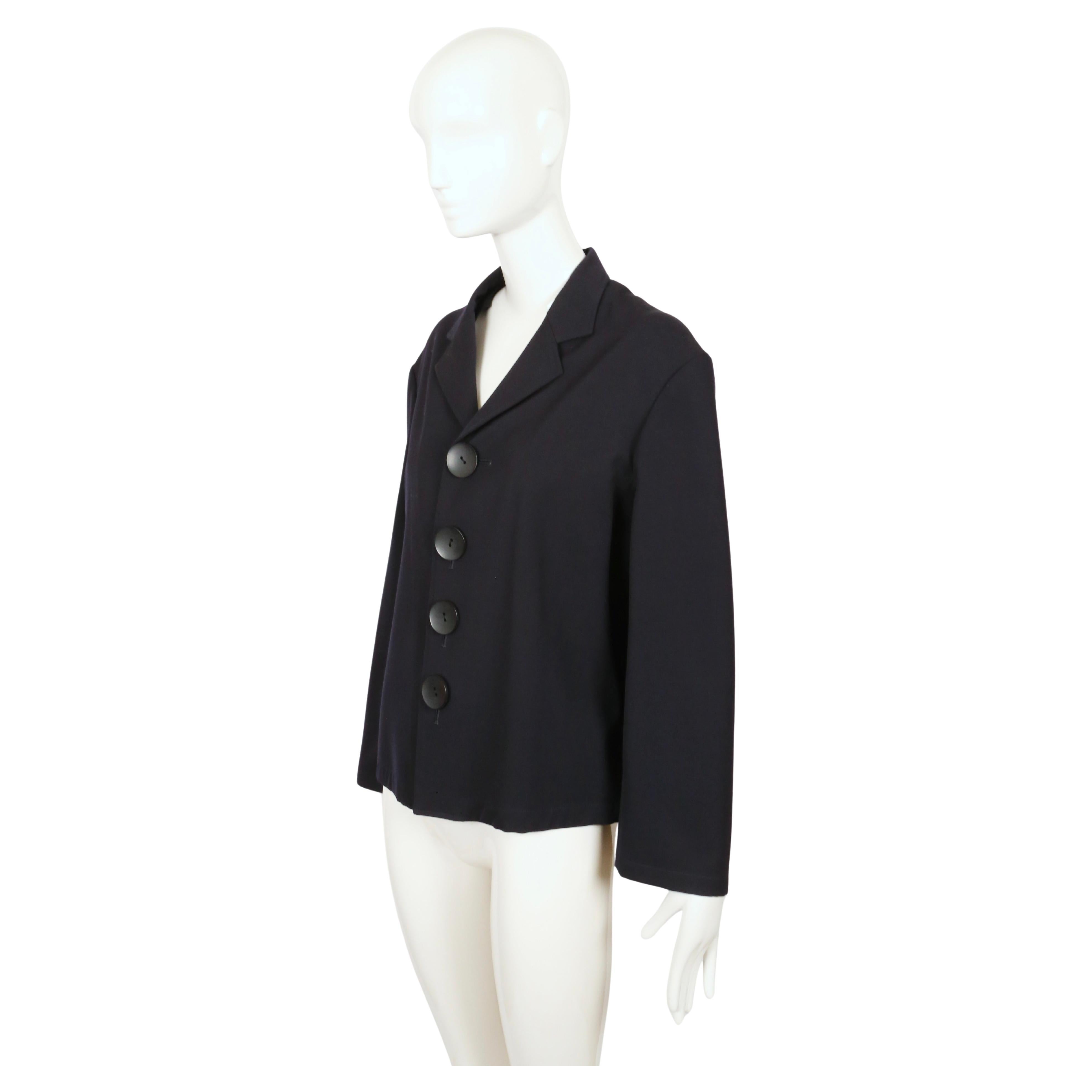 Chaqueta ligera de gabardina de lana de los años 80 YOHJI YAMAMOTO con botones sobredimensionados en venta 2