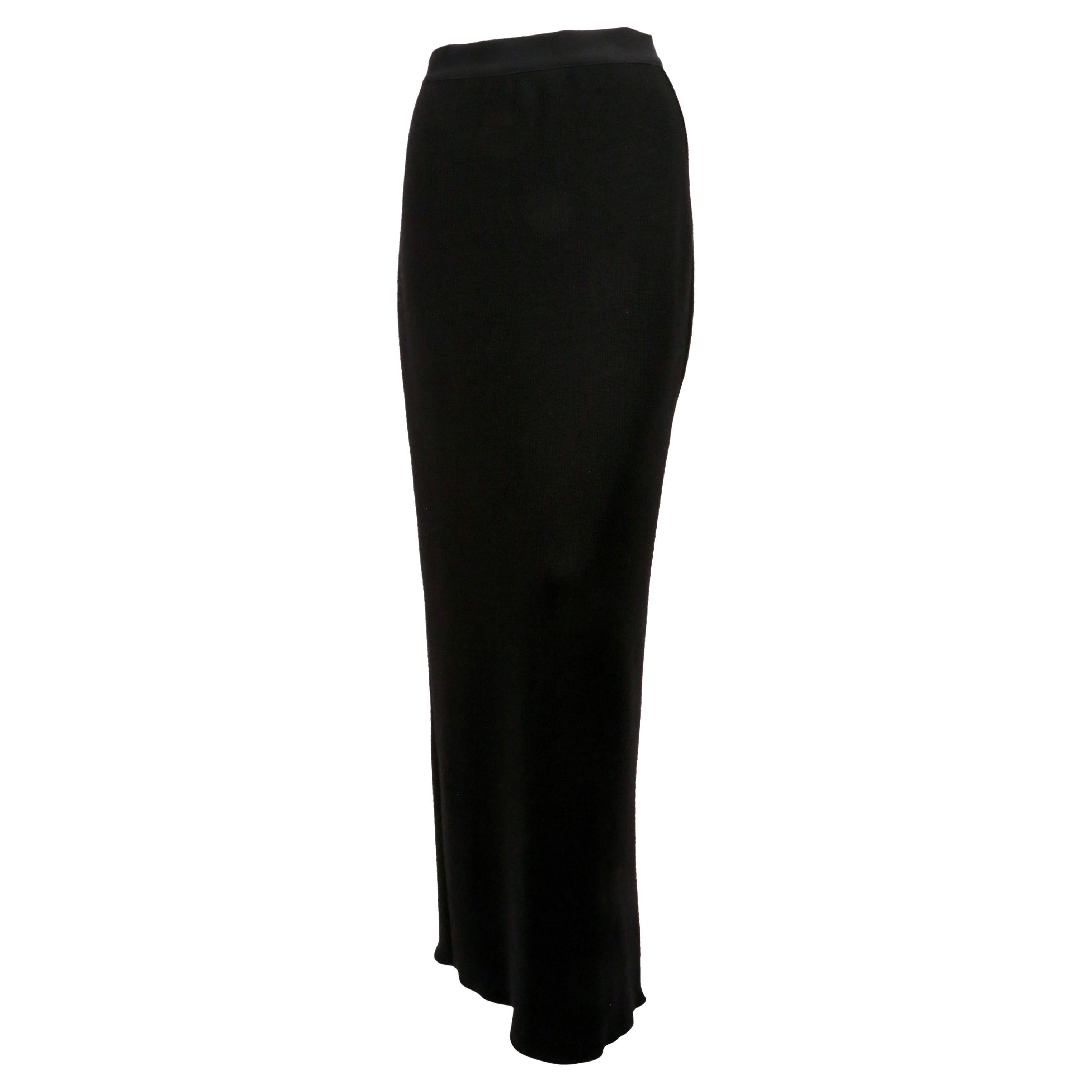 1980's YOHJI YAMAMOTO slinky black knit skirt with flap pockets For Sale