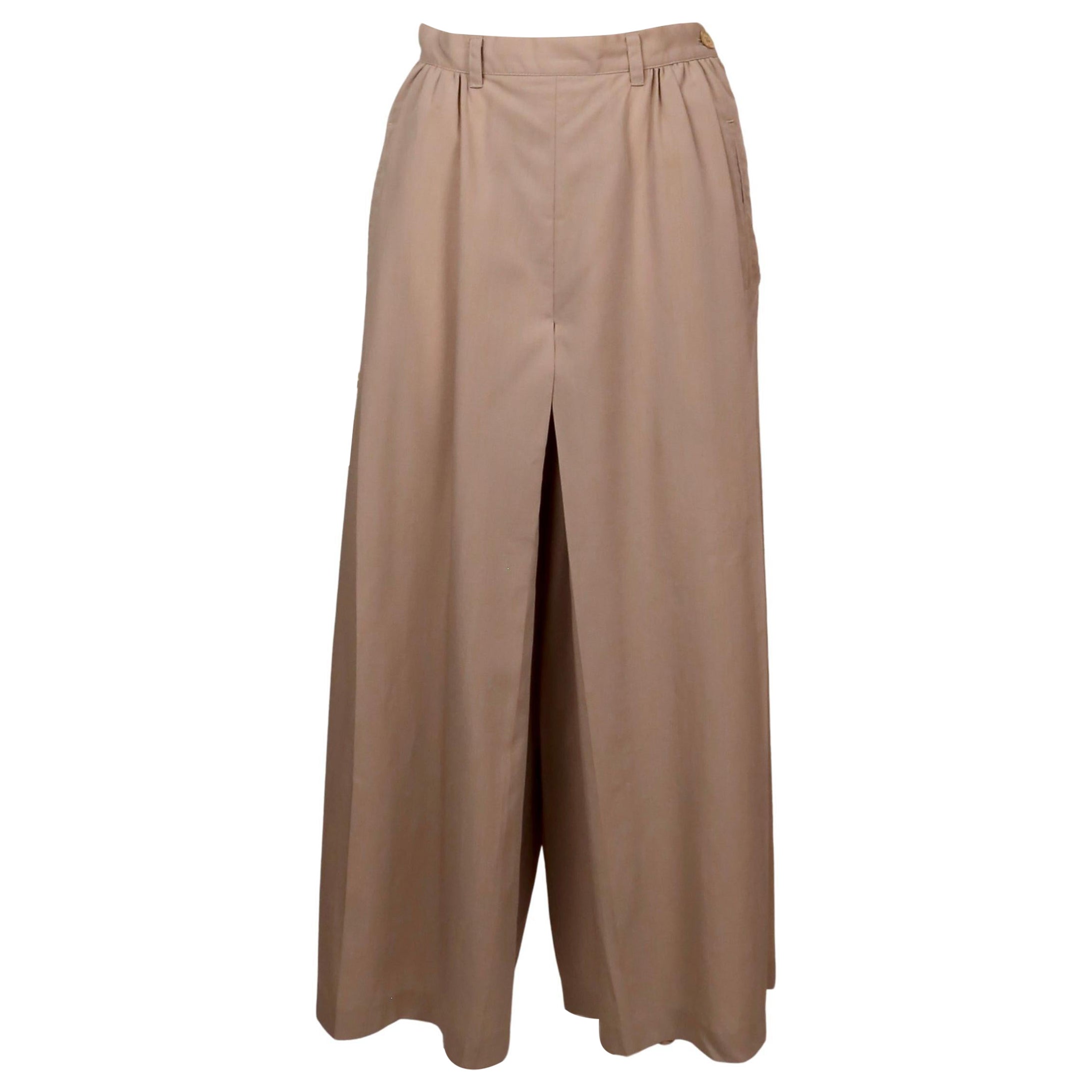 1980's YOHJI YAMAMOTO tan ultra wide leg pants
