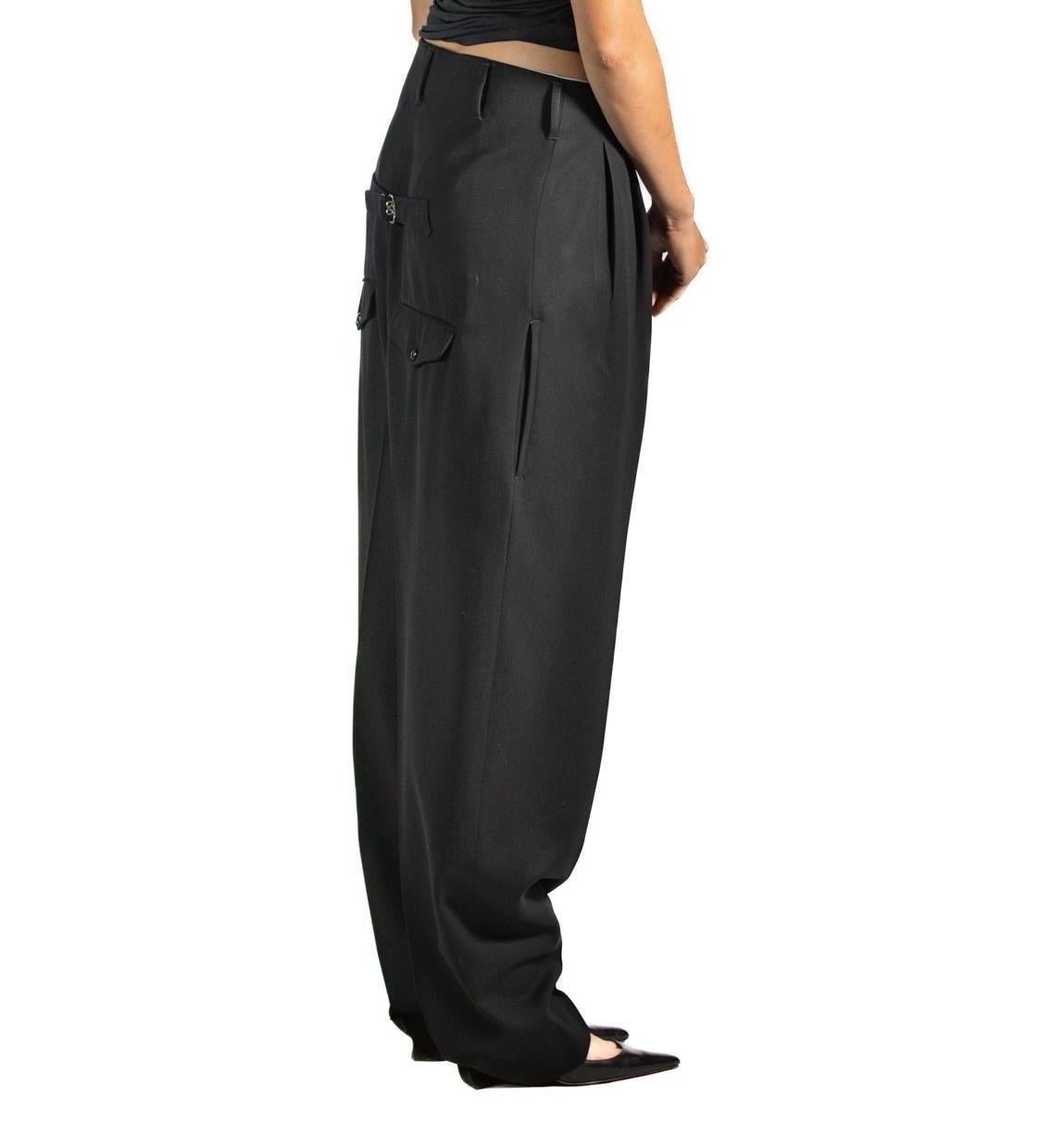 Black 1980S Yohji Yamamoto Wool Men's Extreme High Waist Pants