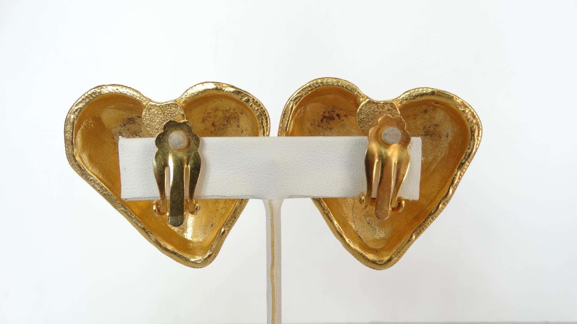 clip on gold heart earrings