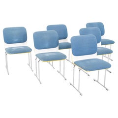 Años 80 Yrjo Kukkapuro para Avarte Conjunto de seis sillas Sirkus de tela azul