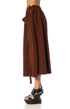 1980S Y’S YOHJI YAMAMOTO Brown Wool & Nylon Knit Drawstring Skirt