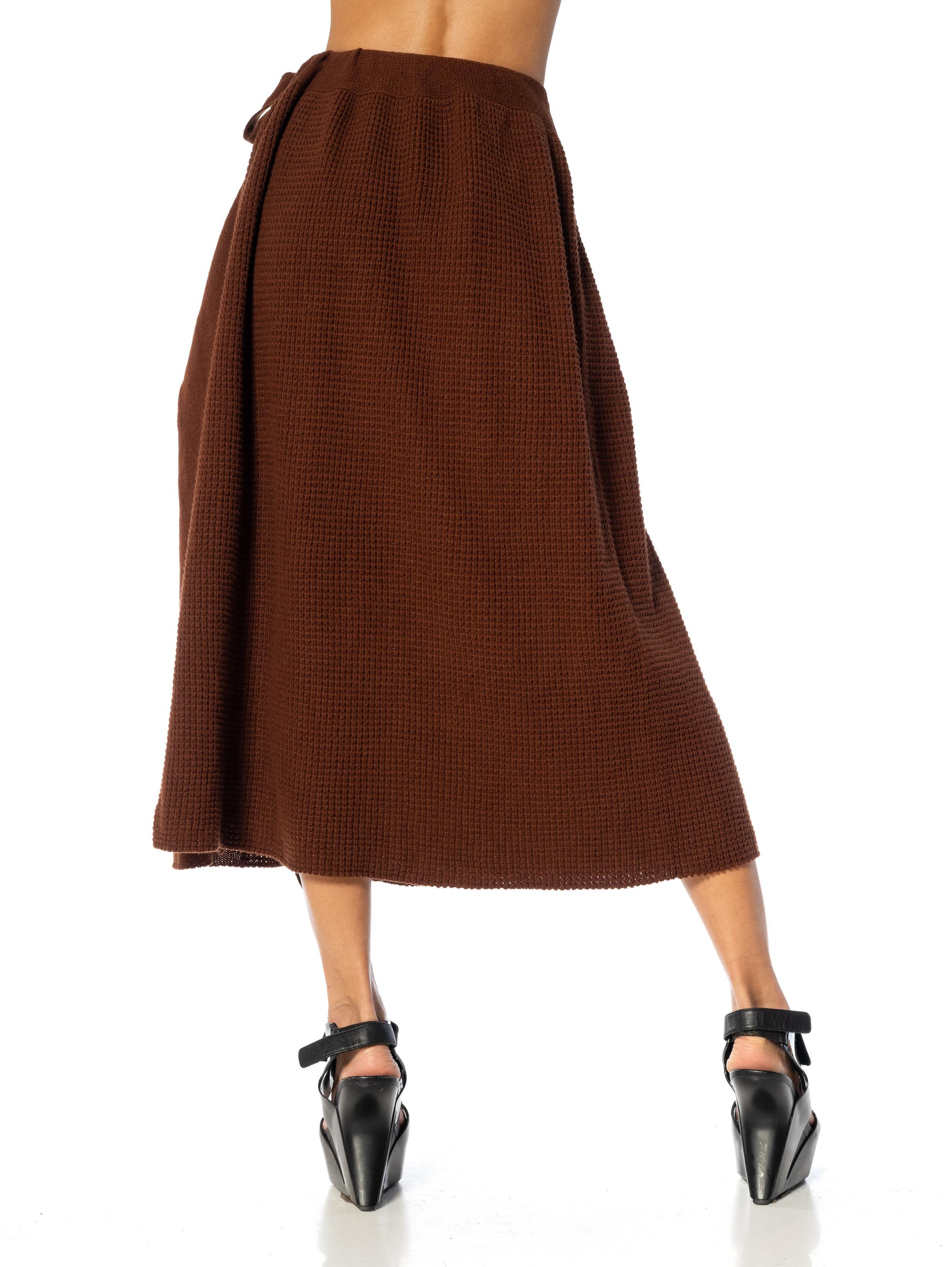 1980S Y'S YOHJI YAMAMOTO Brown Wool & Nylon Knit Drawstring Skirt im Angebot 2