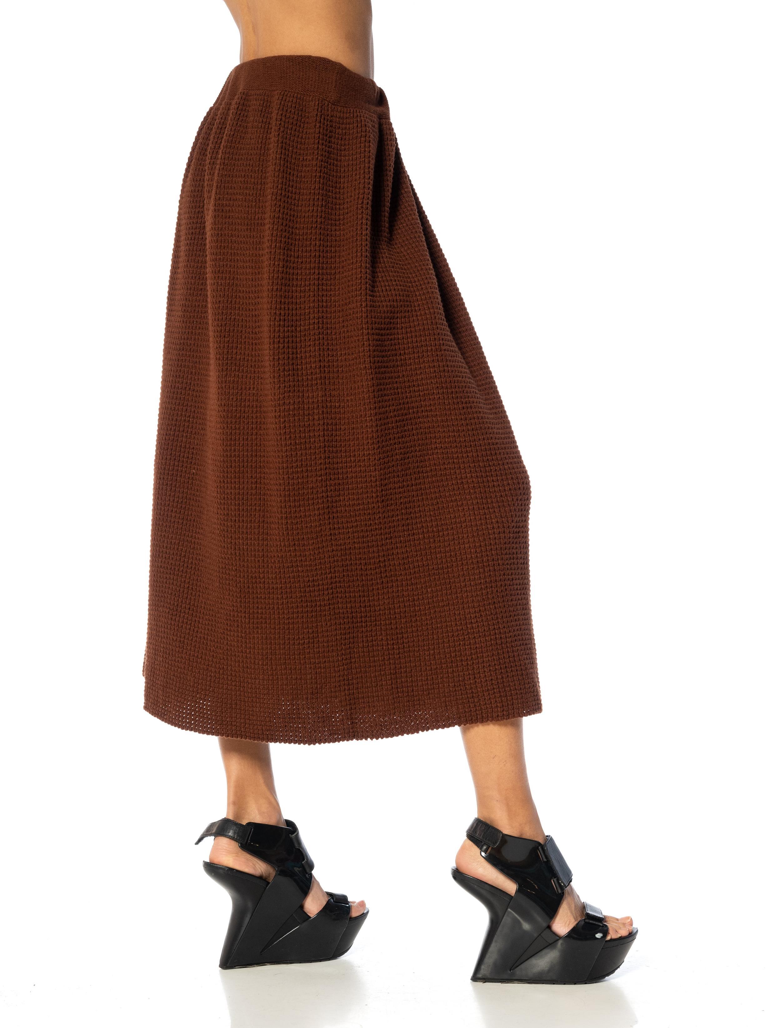 1980S YOHJI YAMAMOTO Brown Wool & Nylon Knit Drawstring Skirt en vente 3