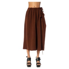 1980S YOHJI YAMAMOTO Brown Wool & Nylon Knit Drawstring Skirt
