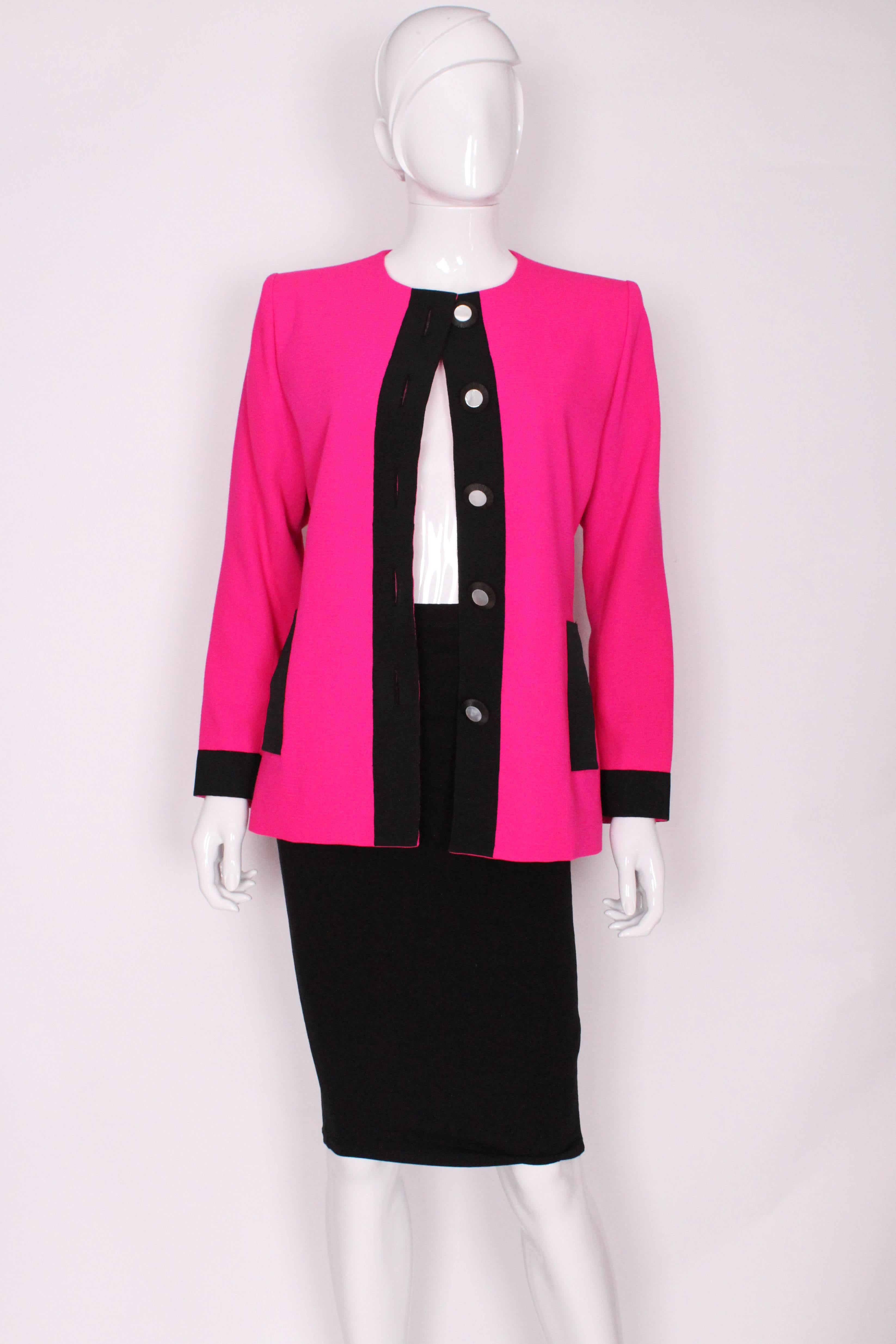 1980s YSL Pink and Black Jacket In Good Condition In London, GB