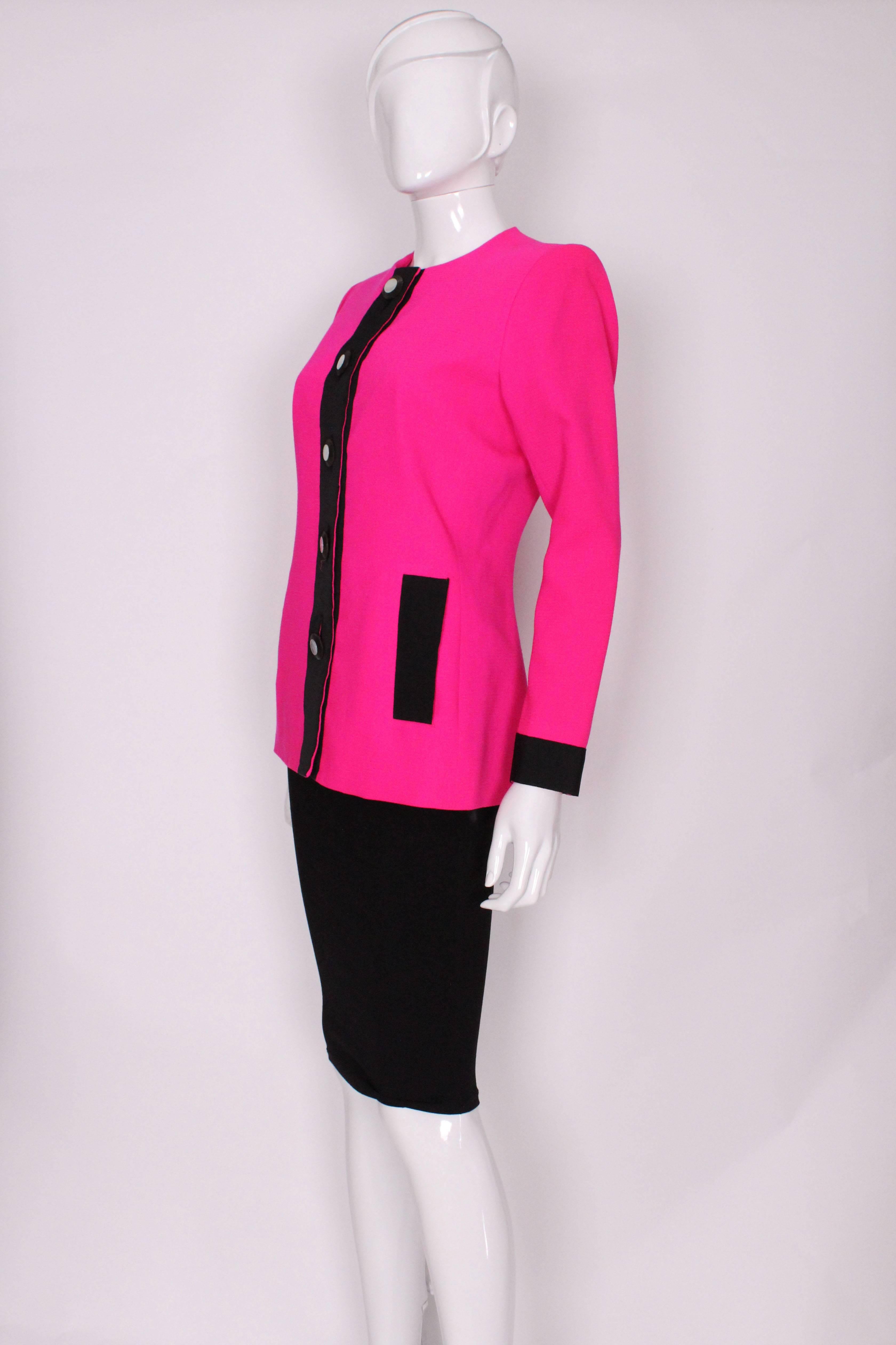 Women's 1980s YSL Pink and Black Jacket