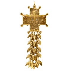Spilla/pendente a forma di croce di Malta in oro e rosso YSL Rive Gauche degli anni '80