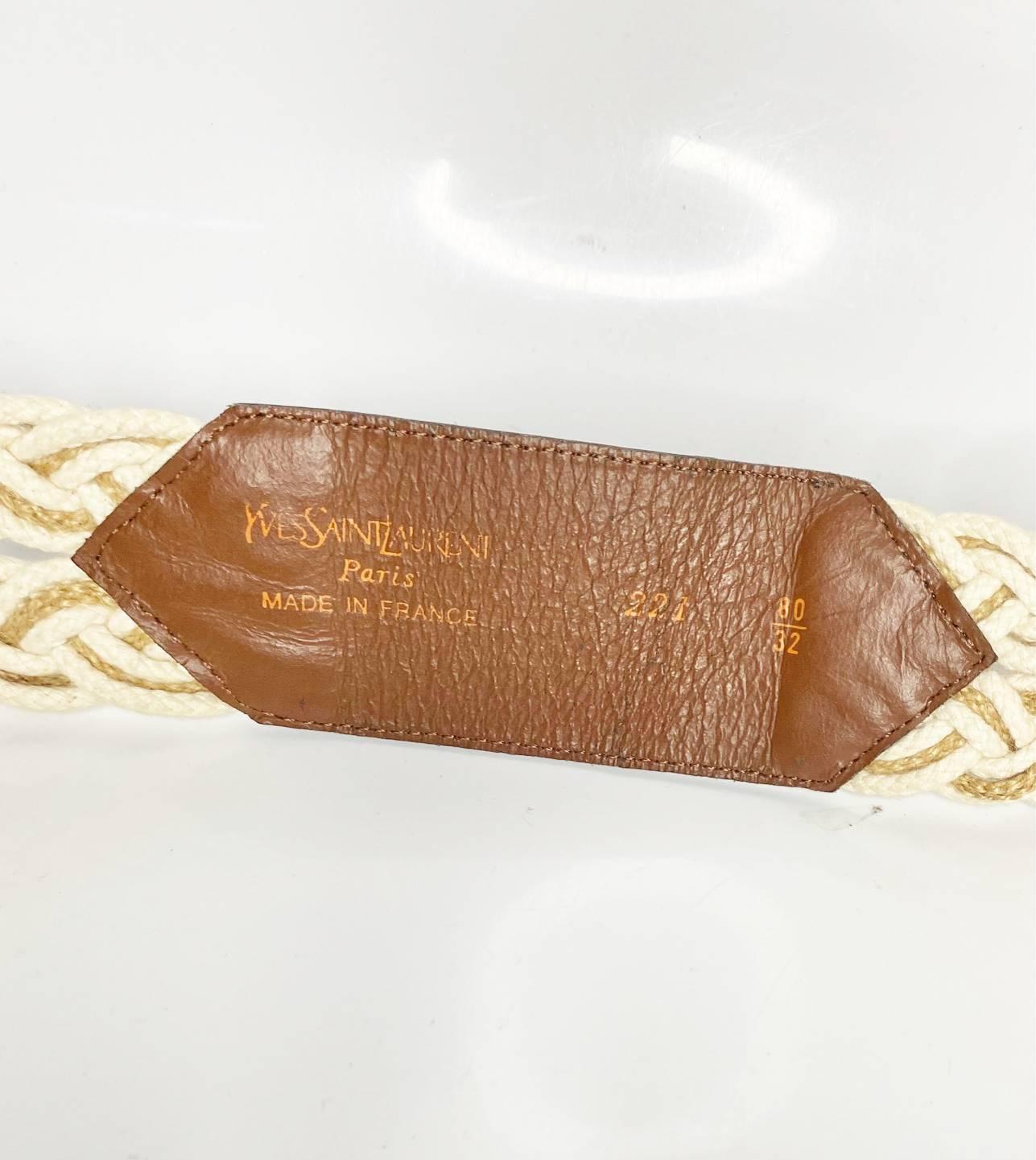 Beige 1980s YSL Yves Saint Laurent Cord Leather Tasseled Tie Belt For Sale