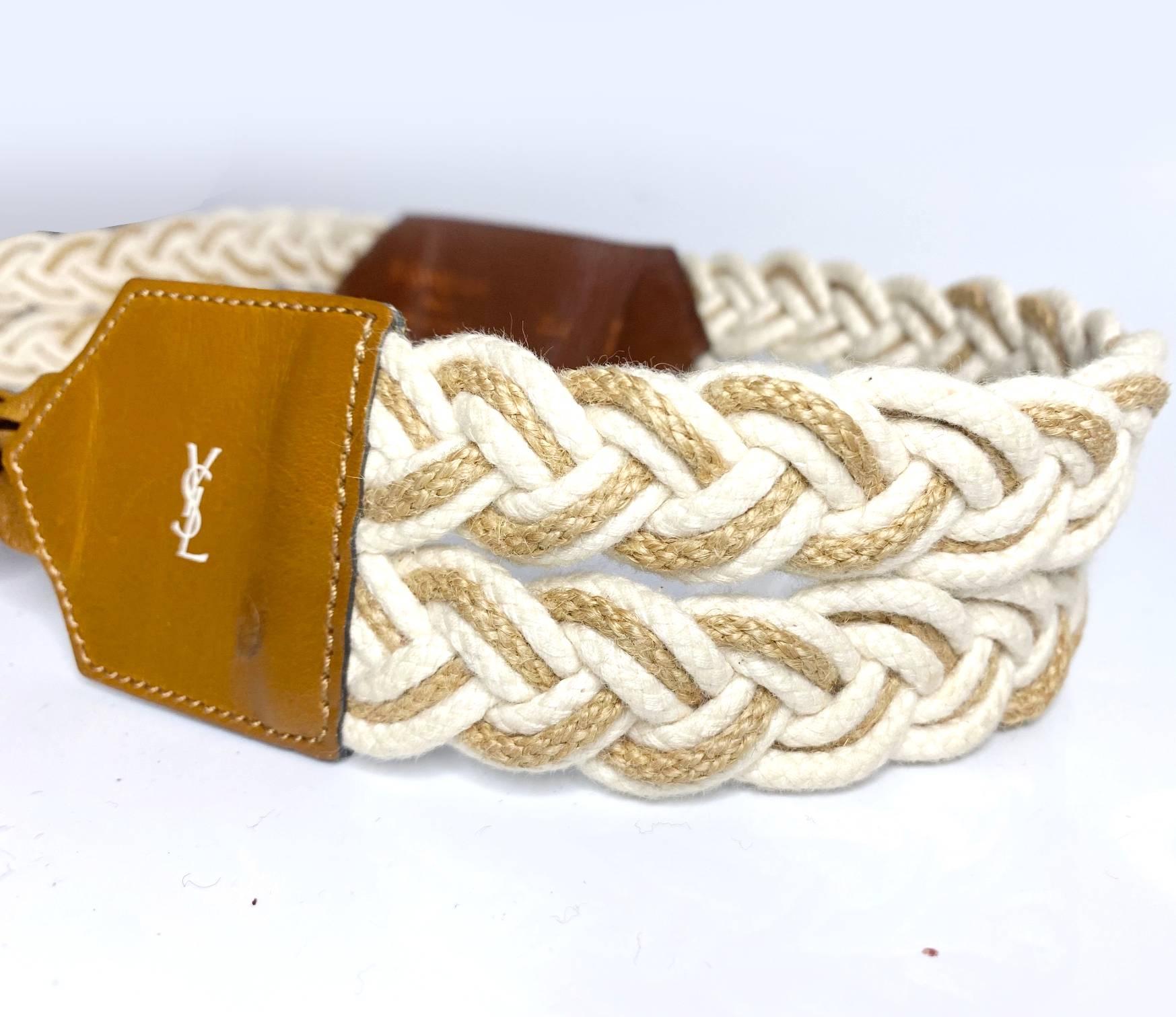 1980s YSL Yves Saint Laurent Cord Leather Tasseled Tie Belt For Sale 1