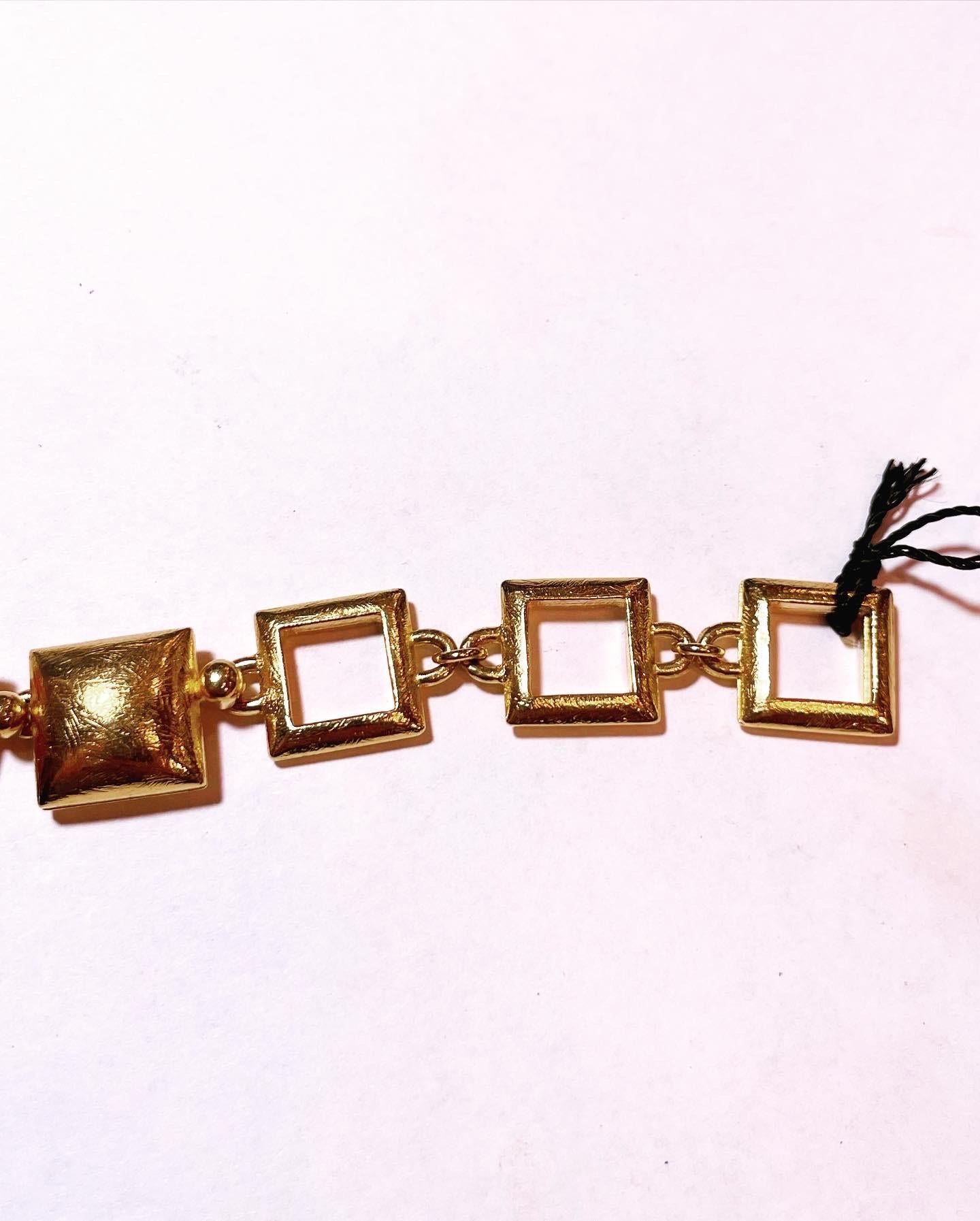 1980s YSL Yves Saint Laurent Vintage Gilt and Resin Fashion Never Used Necklace For Sale 1
