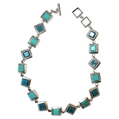 1980s YSL Yves Saint Laurent Vintage Silvered Resin Fashion Never Used Necklace