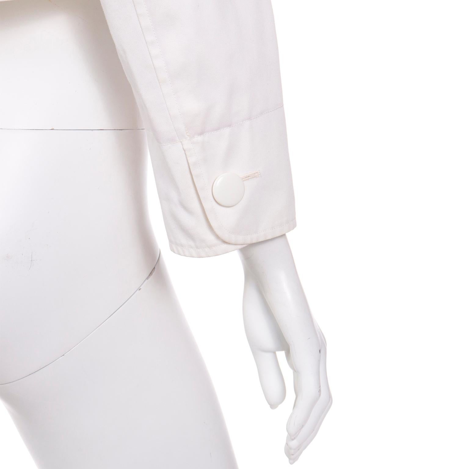 Veste courte en coton blanc vintage YSL Yves Saint Laurent des années 1980 en vente 2