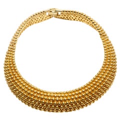 1980's YVES SAINT LAURENT 'beaded' gilt collar necklace with hinges
