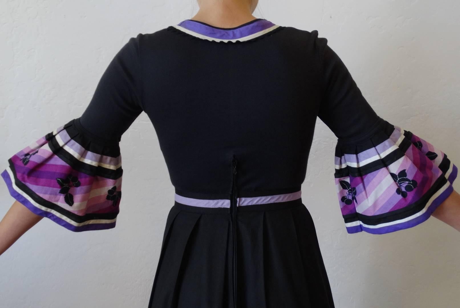 1980s Yves Saint Laurent Bell Sleeve Maxi Dress 4
