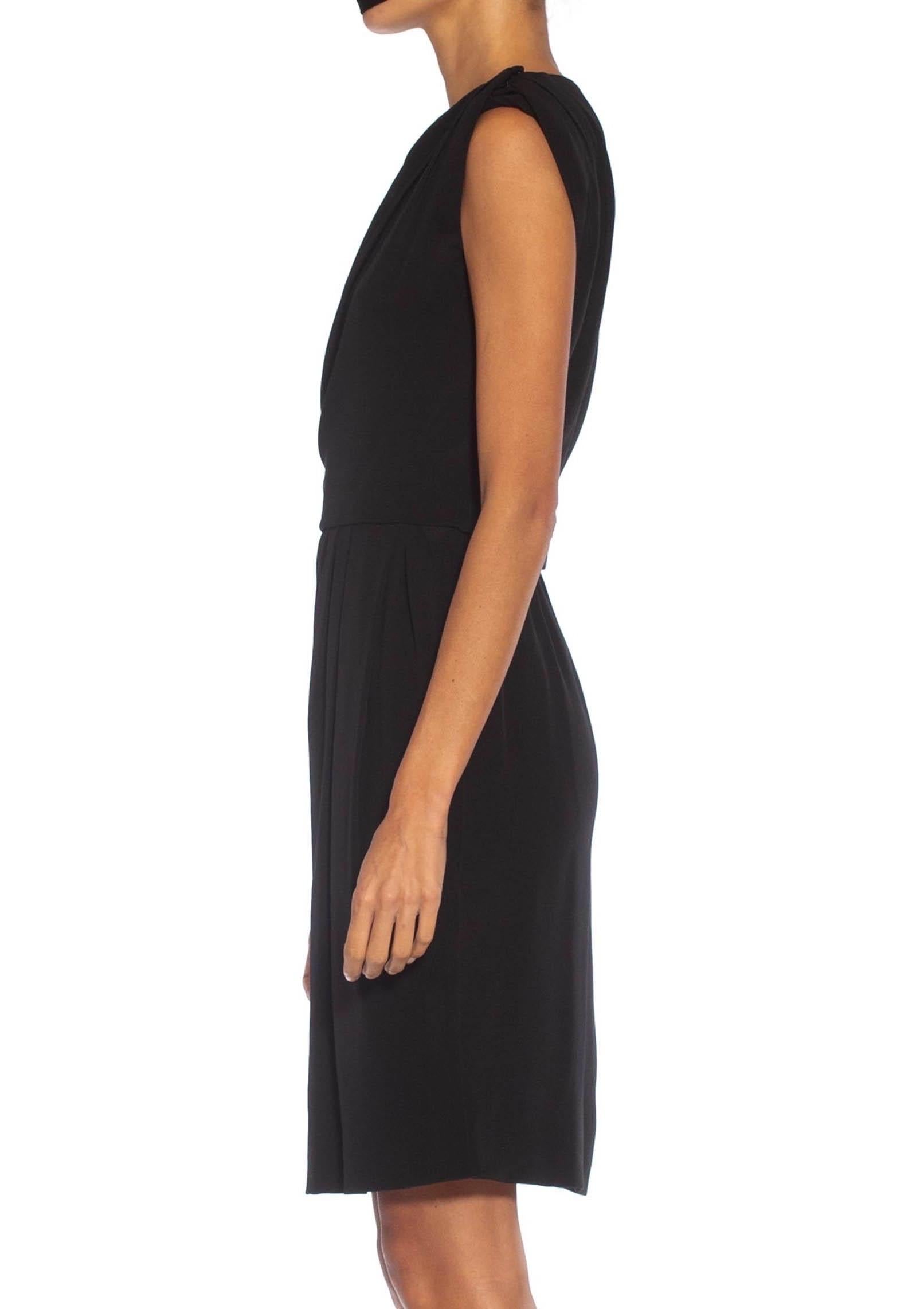 1980S YVES SAINT LAURENT Black Haute Couture Silk Faille Perfect LBD Dress In Good Condition For Sale In New York, NY