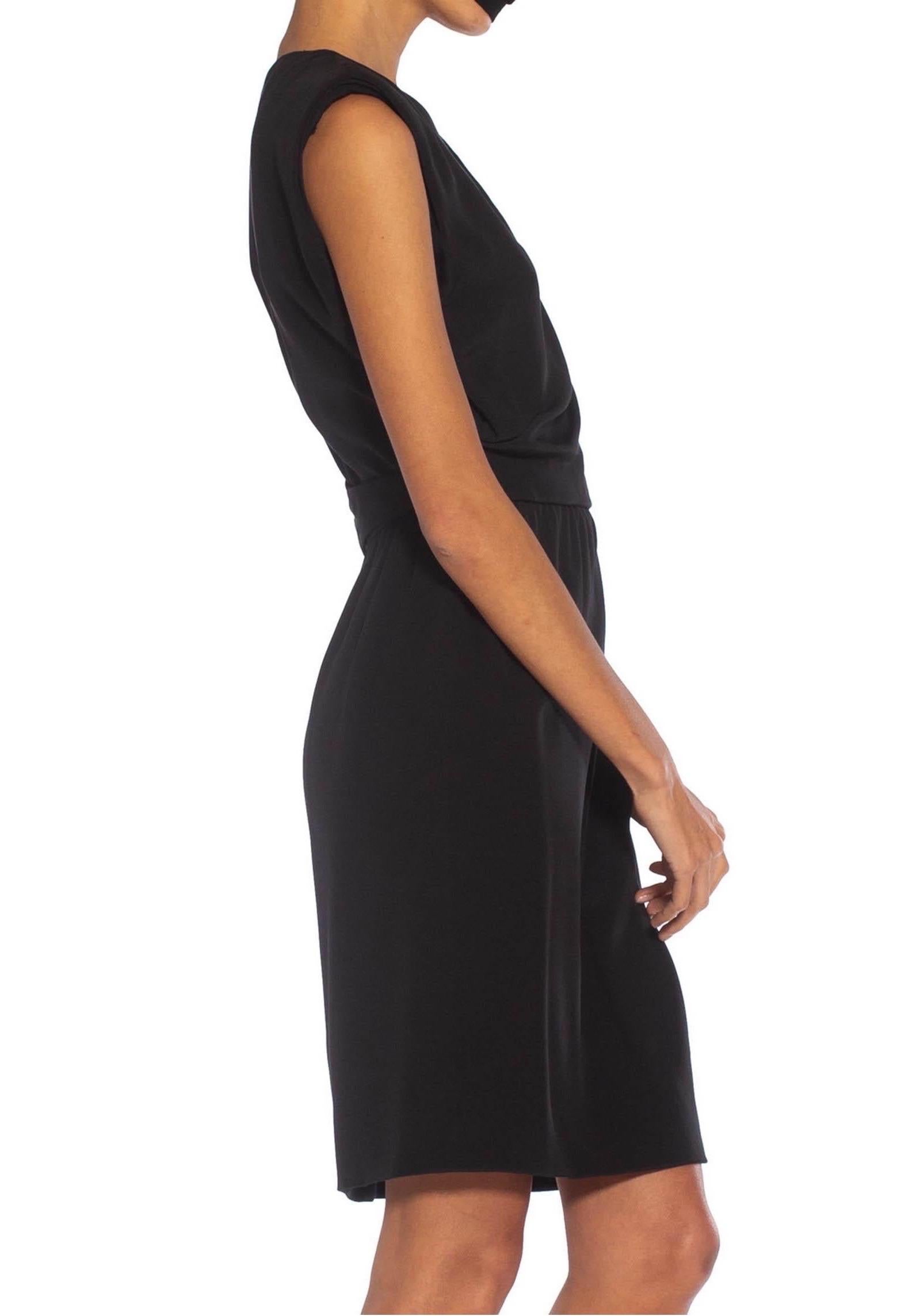 Women's 1980S YVES SAINT LAURENT Black Haute Couture Silk Faille Perfect LBD Dress For Sale