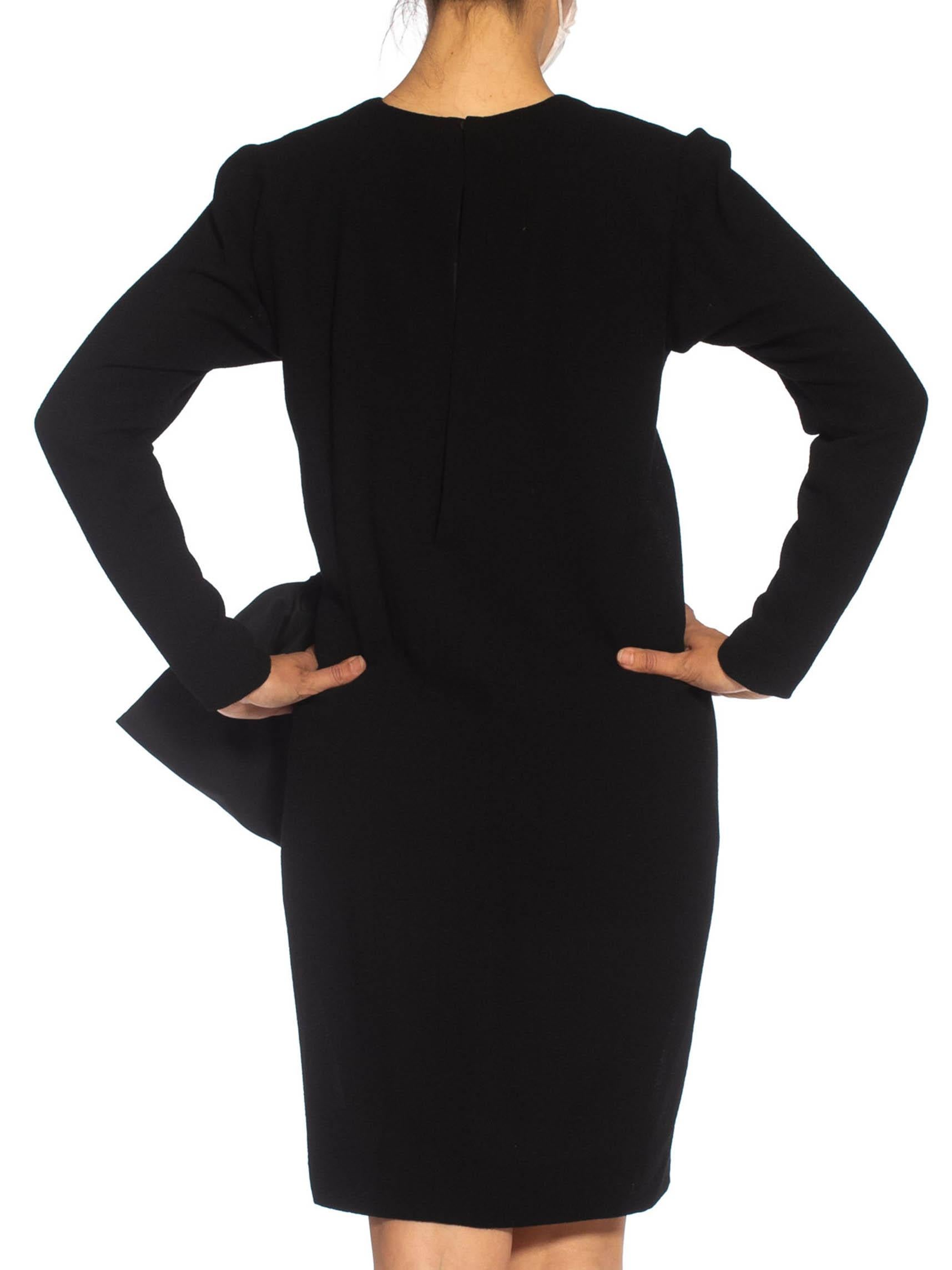 1980S YVES SAINT LAURENT Black Haute Couture Wool Crepe With Large Silk Ottoman For Sale 6