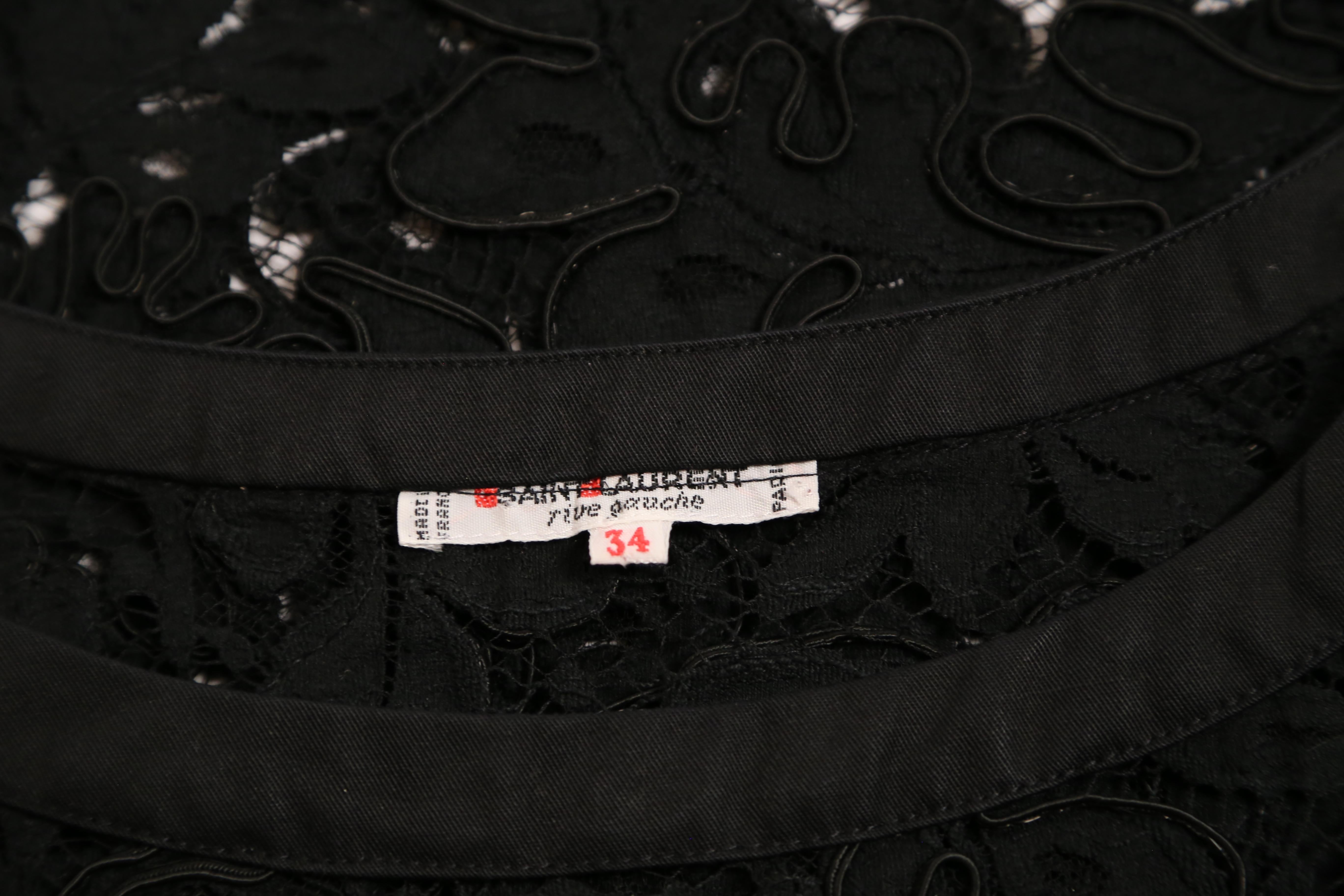 1980's YVES SAINT LAURENT black lace top For Sale 2