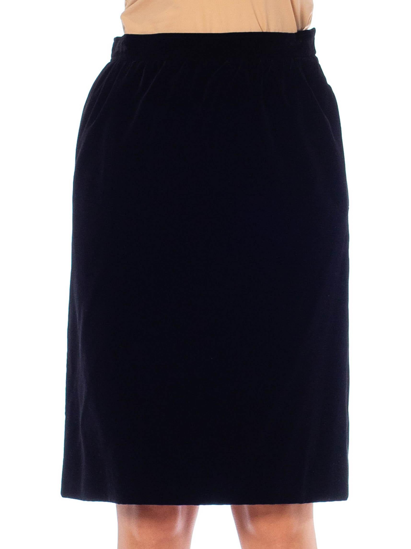 1980S YVES SAINT LAURENT Black & Pink Silk Duchess Satin Velvet Skirt Suit 4