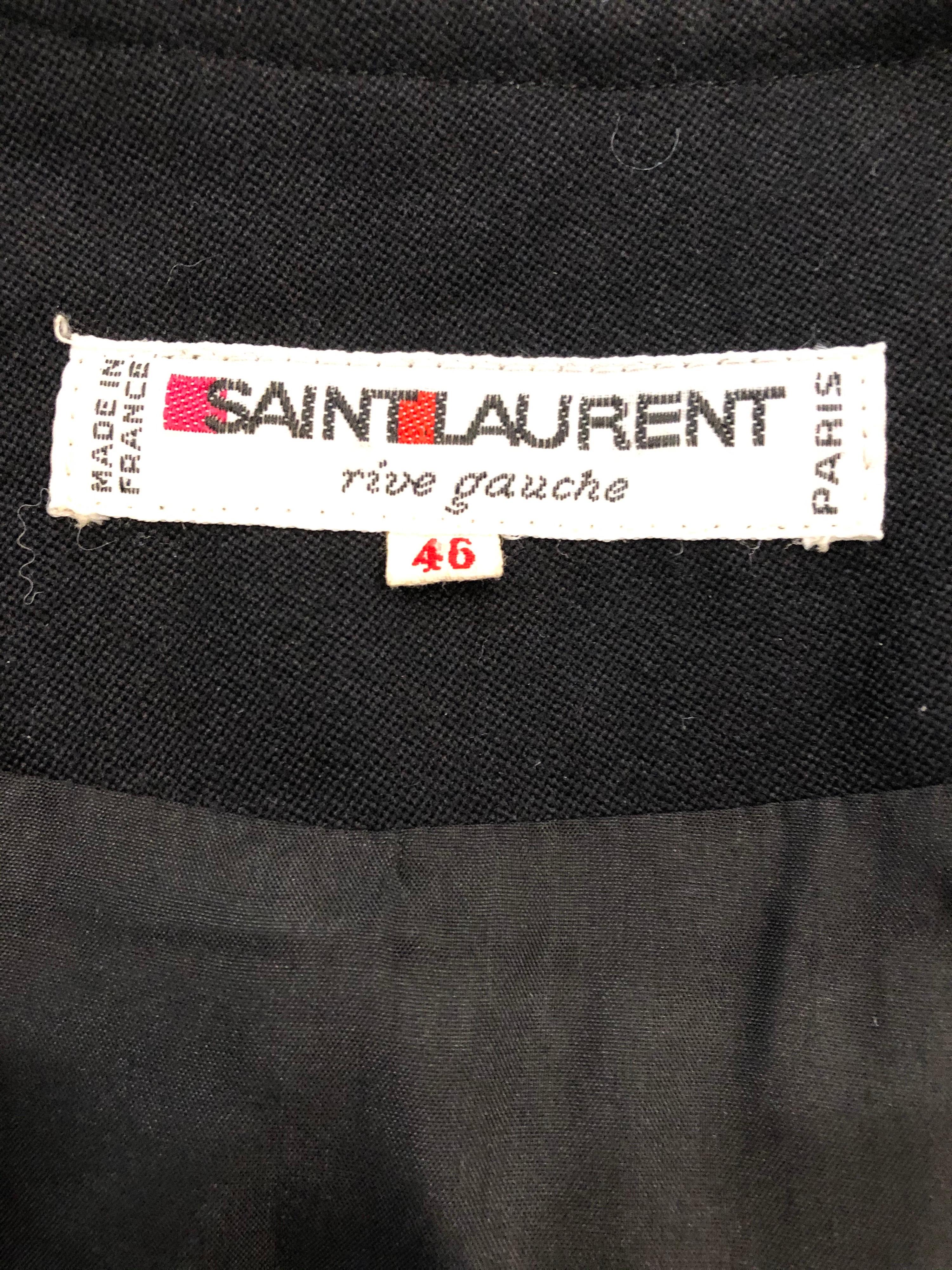 1980s Yves Saint Laurent Black Short Sleeve Large Size Belted Vintage ...