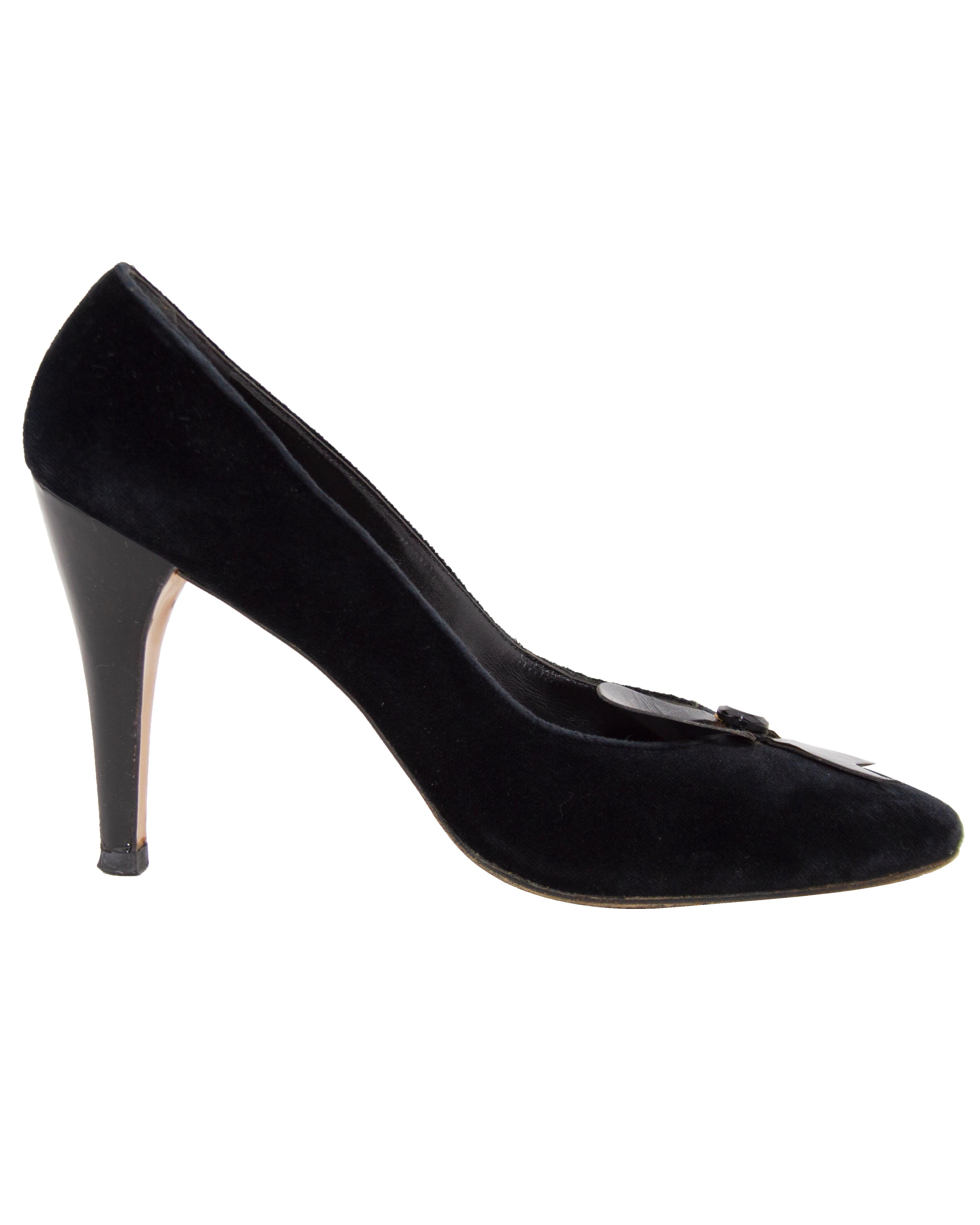 black velvet bow shoes