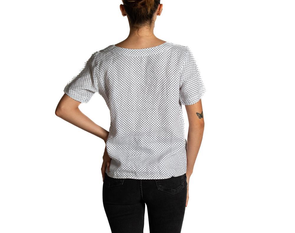 1980er Jahre YVES SAINT LAURENT T-Shirt-Oberteil aus schwarzer und weißer Baumwolle Damen im Angebot