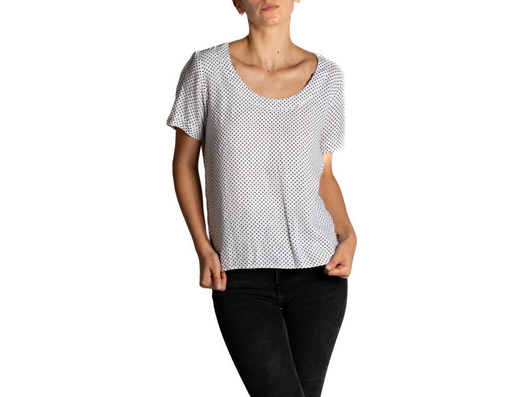 1980er Jahre YVES SAINT LAURENT T-Shirt-Oberteil aus schwarzer und weißer Baumwolle im Angebot 1