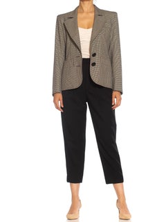 1980S YVES SAINT LAURENT  Black & White Haute Couture Wool Tattersall Blazer