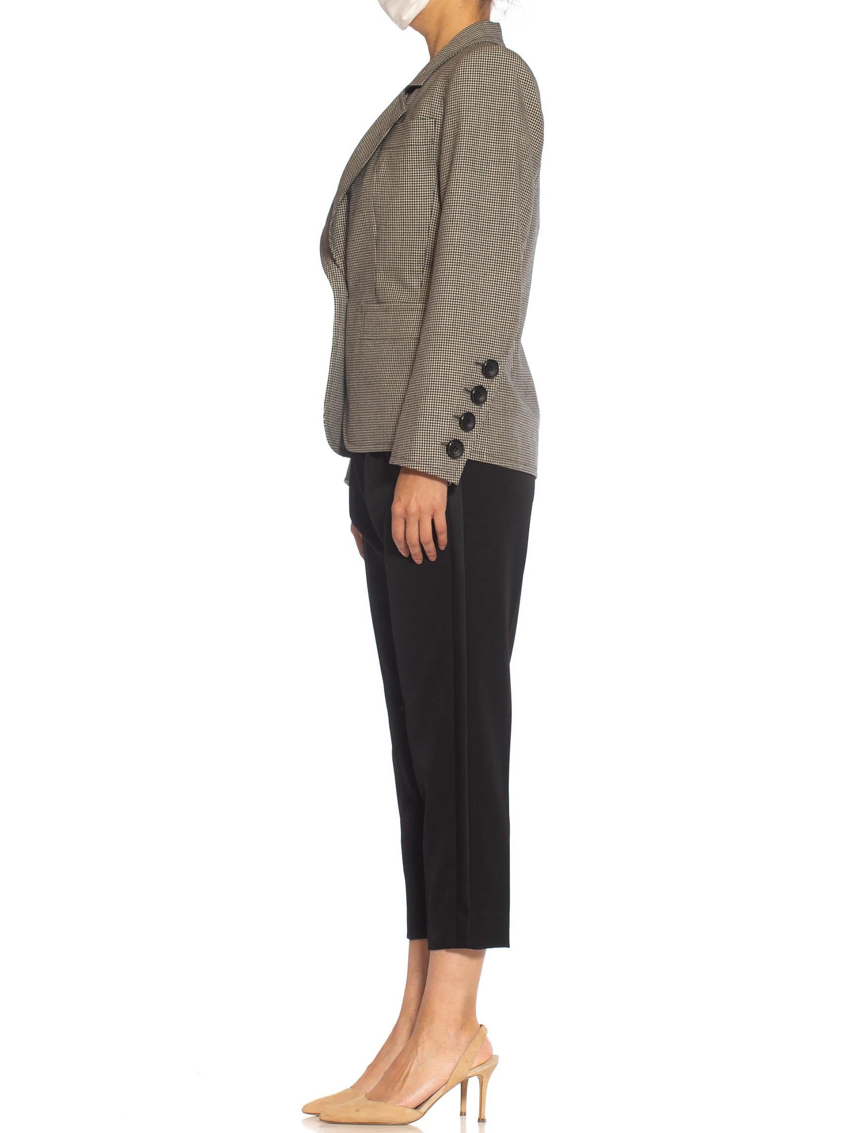 Gris YVES SAINT LAURENT, années 1980  Blazer Tattersall haute couture en laine noir et blanc en vente