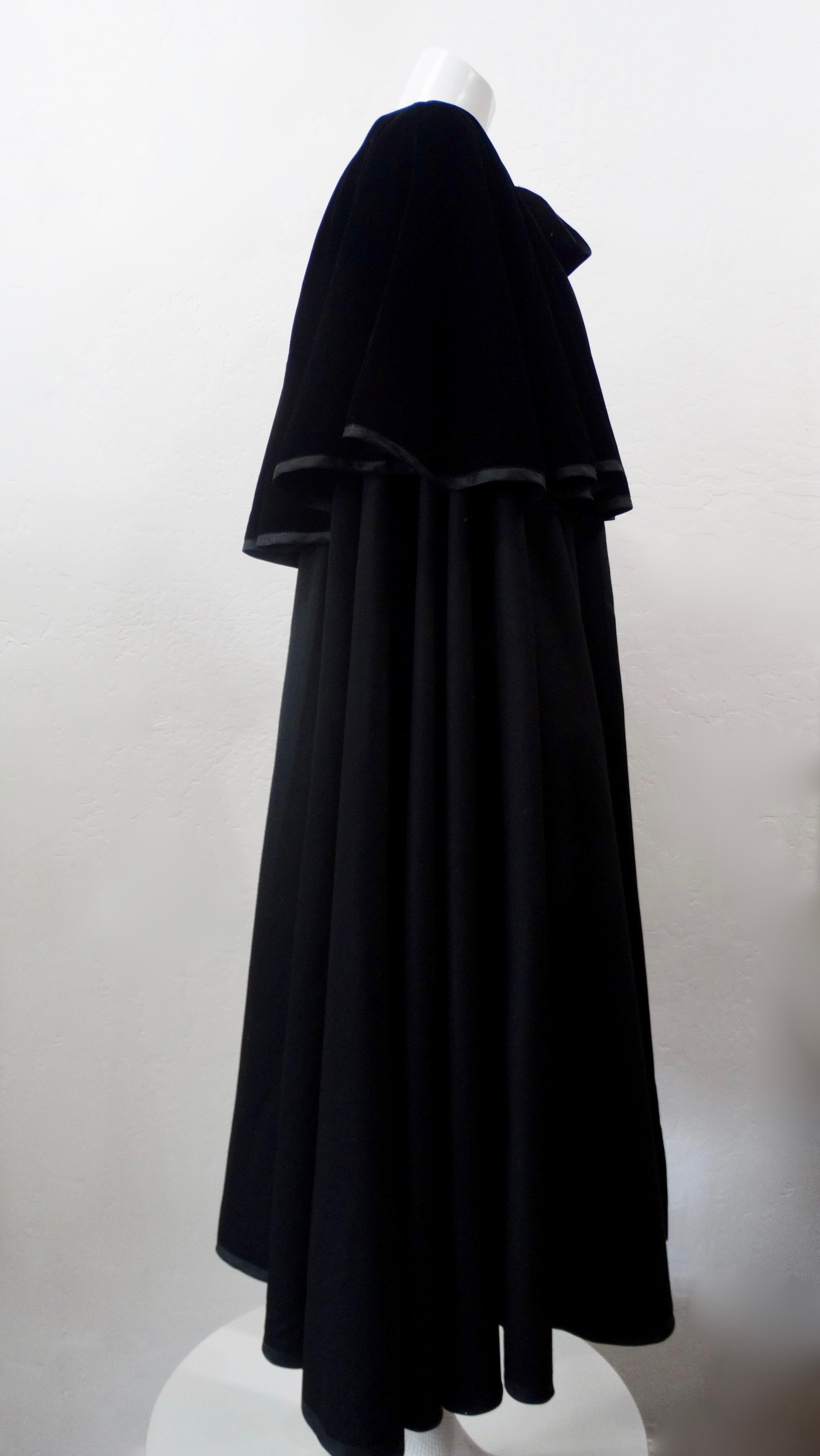  Yves Saint Laurent 1980s Black Wool Cape 1