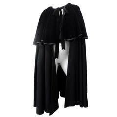  Yves Saint Laurent 1980s Black Wool Cape