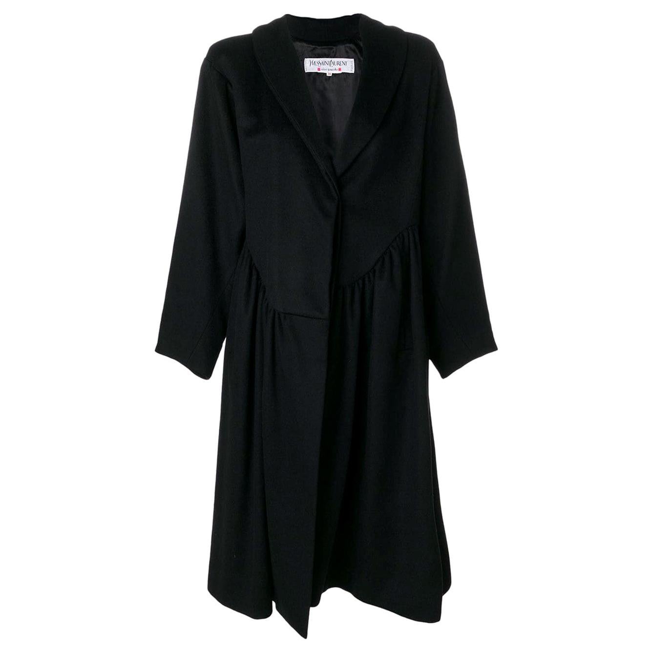 1980s Yves Saint Laurent Black Wool Coat
