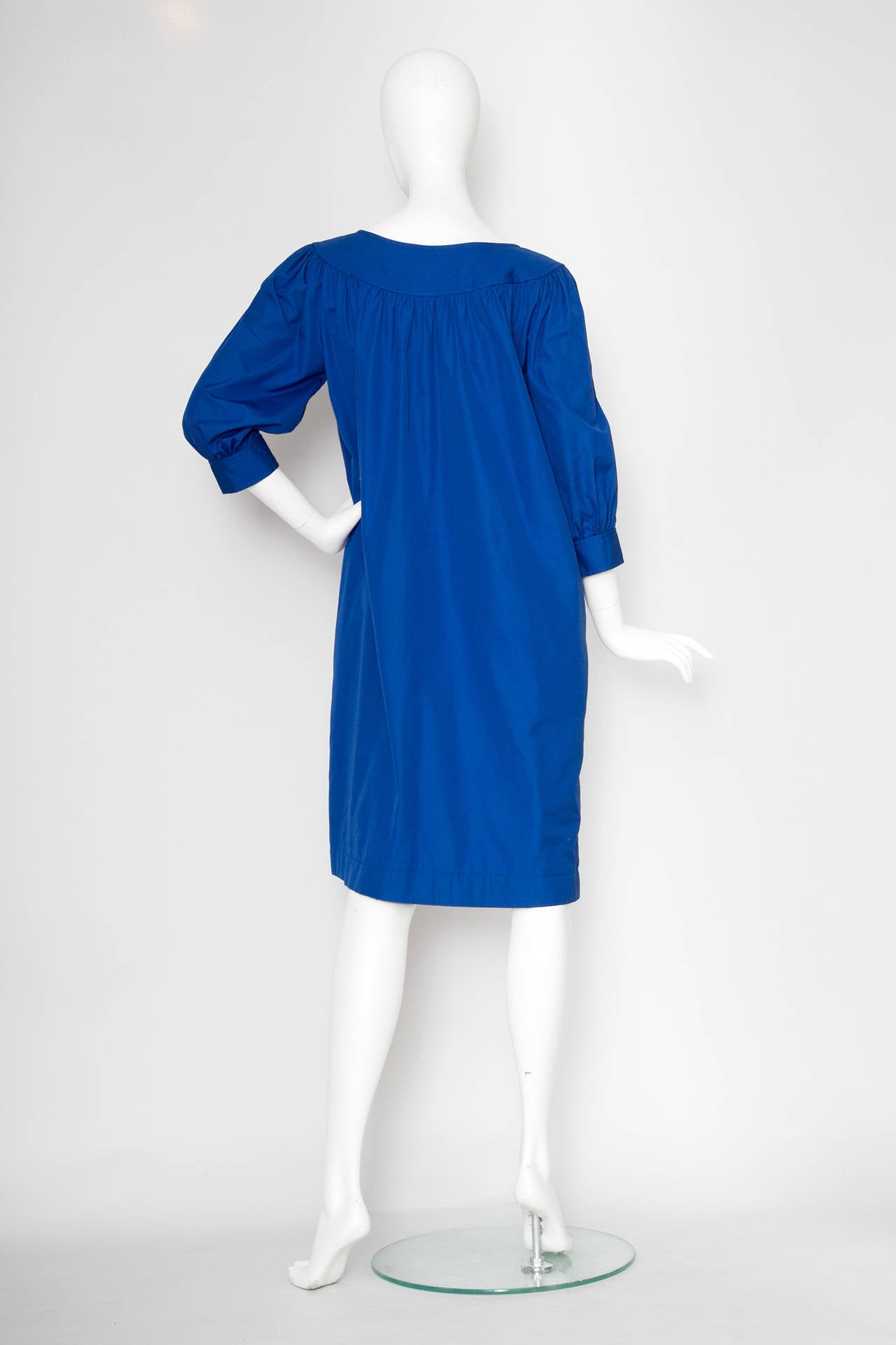 Women's 1980s Yves Saint Laurent Blue Tent Dress For Sale