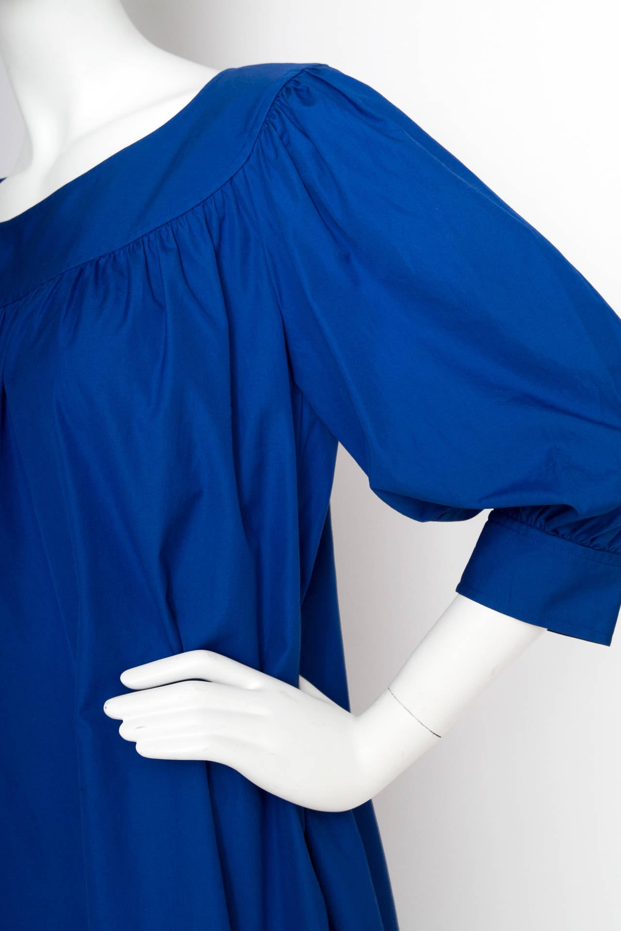 1980s Yves Saint Laurent Blue Tent Dress For Sale 2