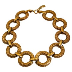 Retro 1980's YVES SAINT LAURENT brass textured link necklace