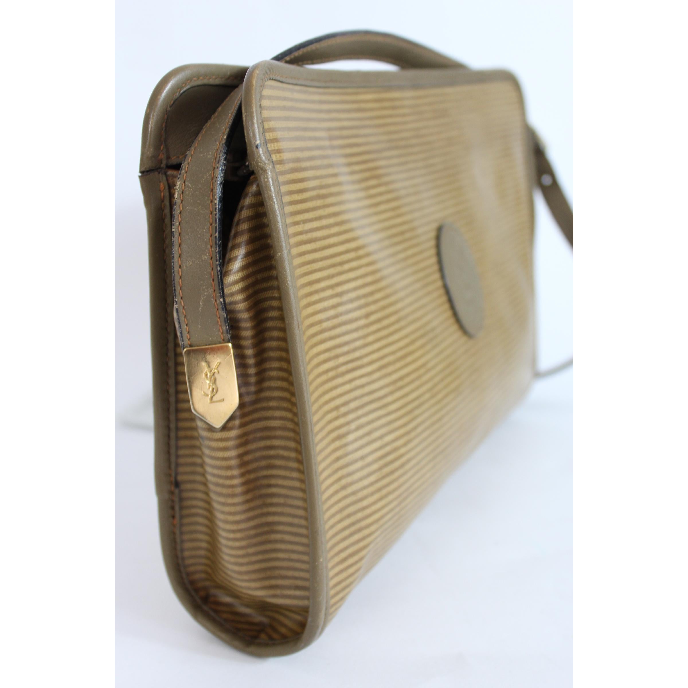 1980s Yves Saint Laurent Brown Canvas and Leather Crossbody Bag 1