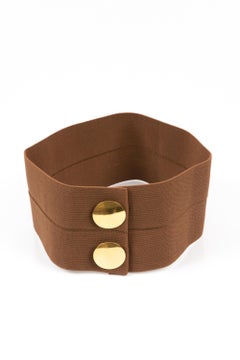 Grande ceinture élastiquée marron Yves Saint Laurent des années 1980