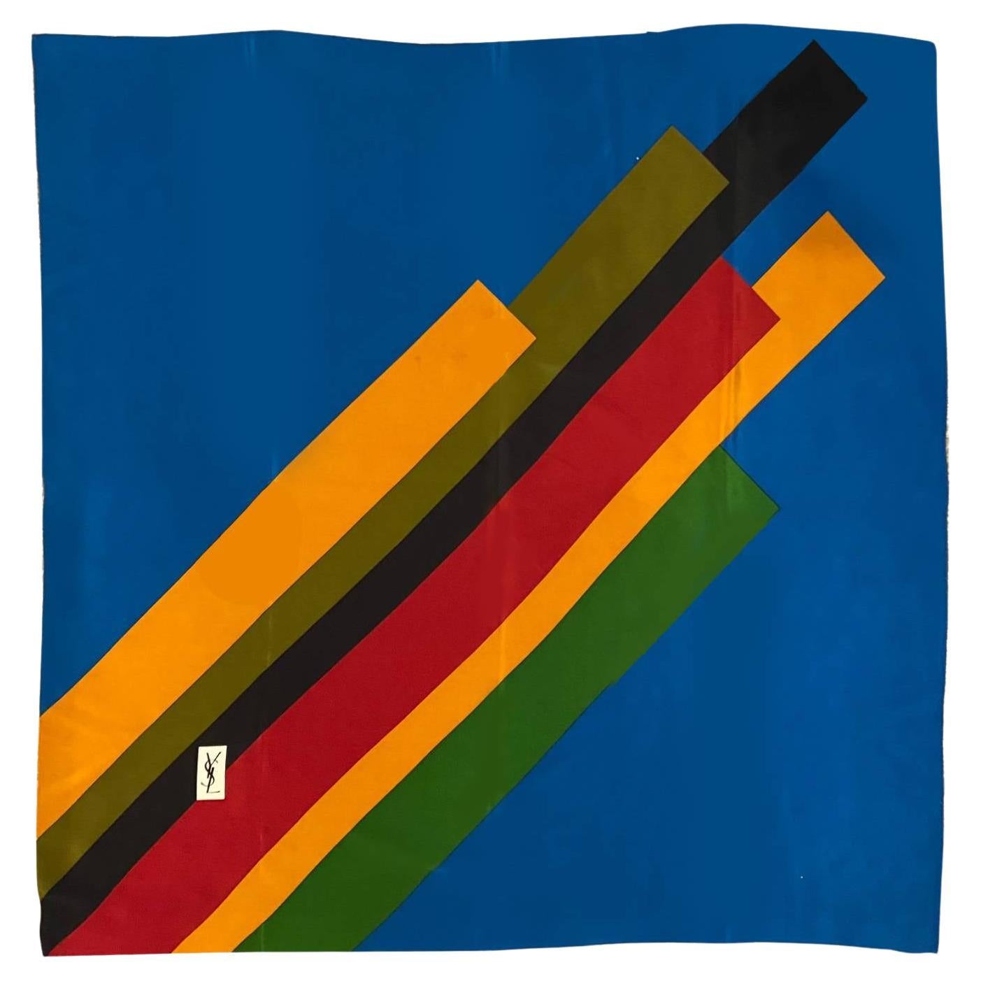 1980s Yves Saint Laurent Geometric Abstract Print Silk Scarf  For Sale