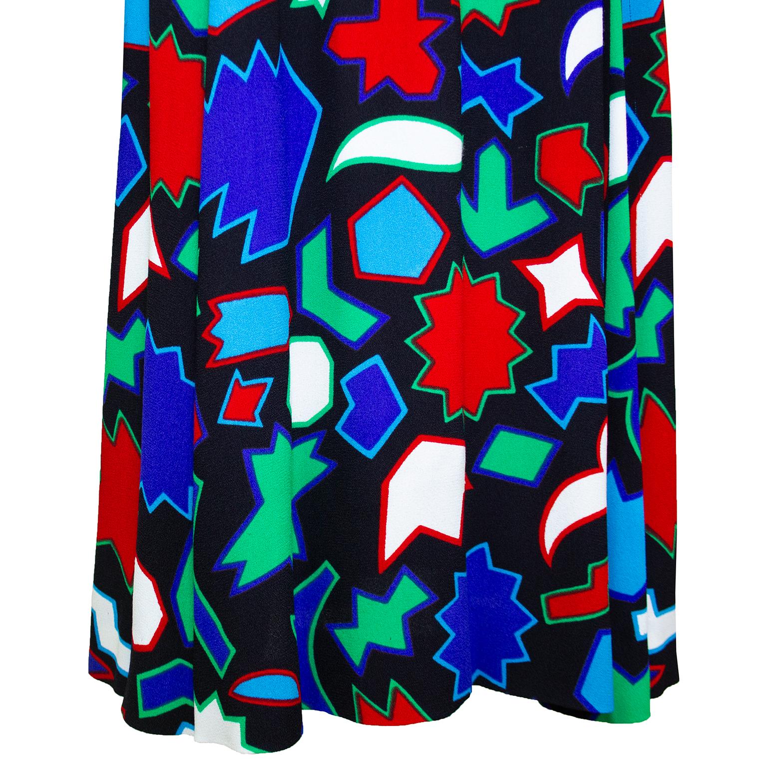 1980s Yves Saint Laurent Geometric Print Dress  In Fair Condition For Sale In Toronto, Ontario