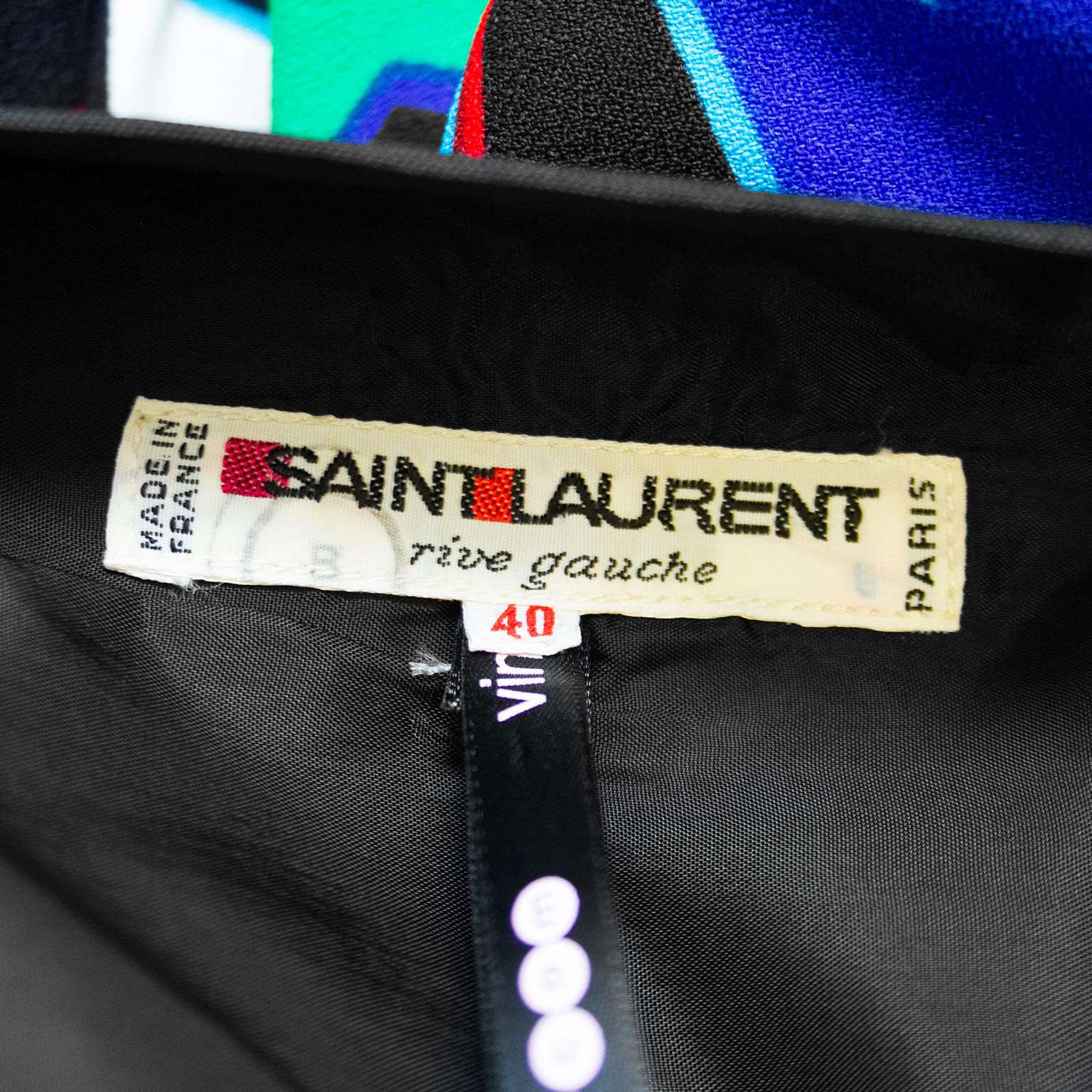 Women's 1980s Yves Saint Laurent Geometric Print Dress  For Sale