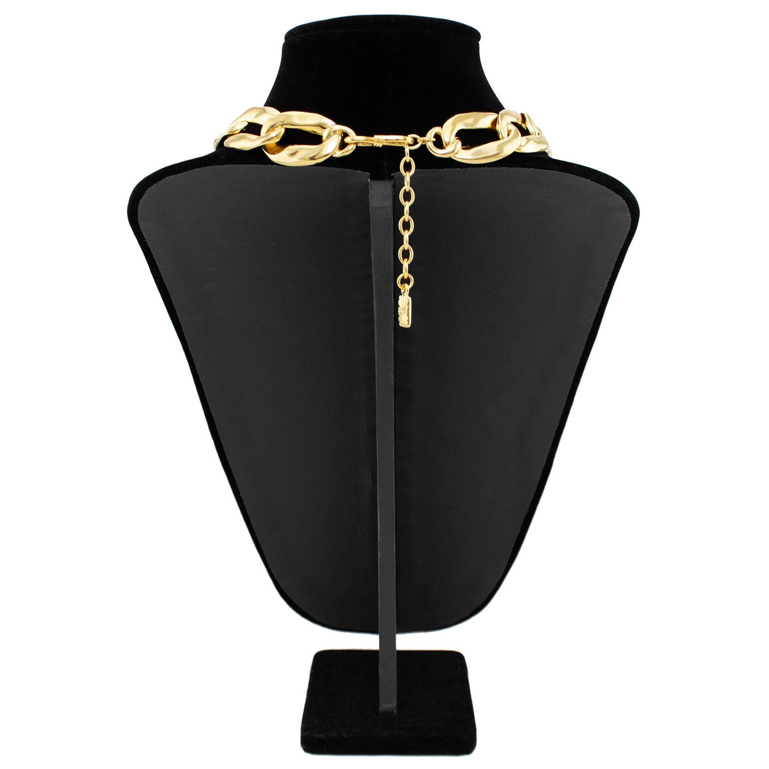 Women's 1980's Yves Saint Laurent Gilt Metal Oversized Chain Link Choker For Sale