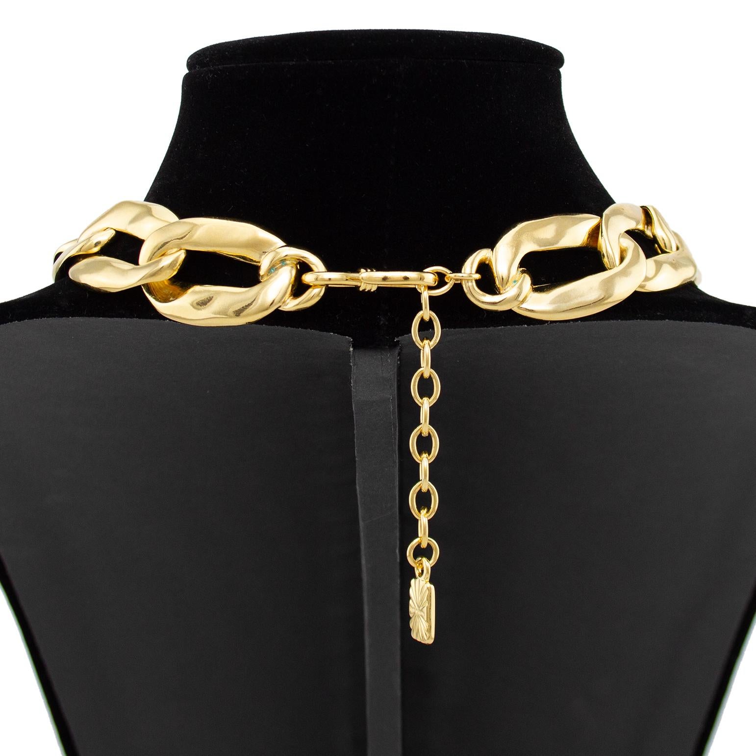 1980's Yves Saint Laurent Gilt Metal Oversized Chain Link Choker For Sale 1