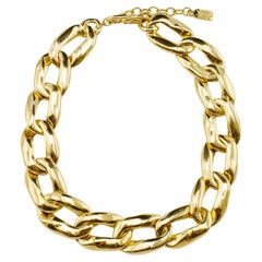 1980's Yves Saint Laurent Gilt Metal Oversized Chain Link Choker