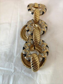 1980s Yves Saint Laurent Gold black with Swarovski Stones bracelet