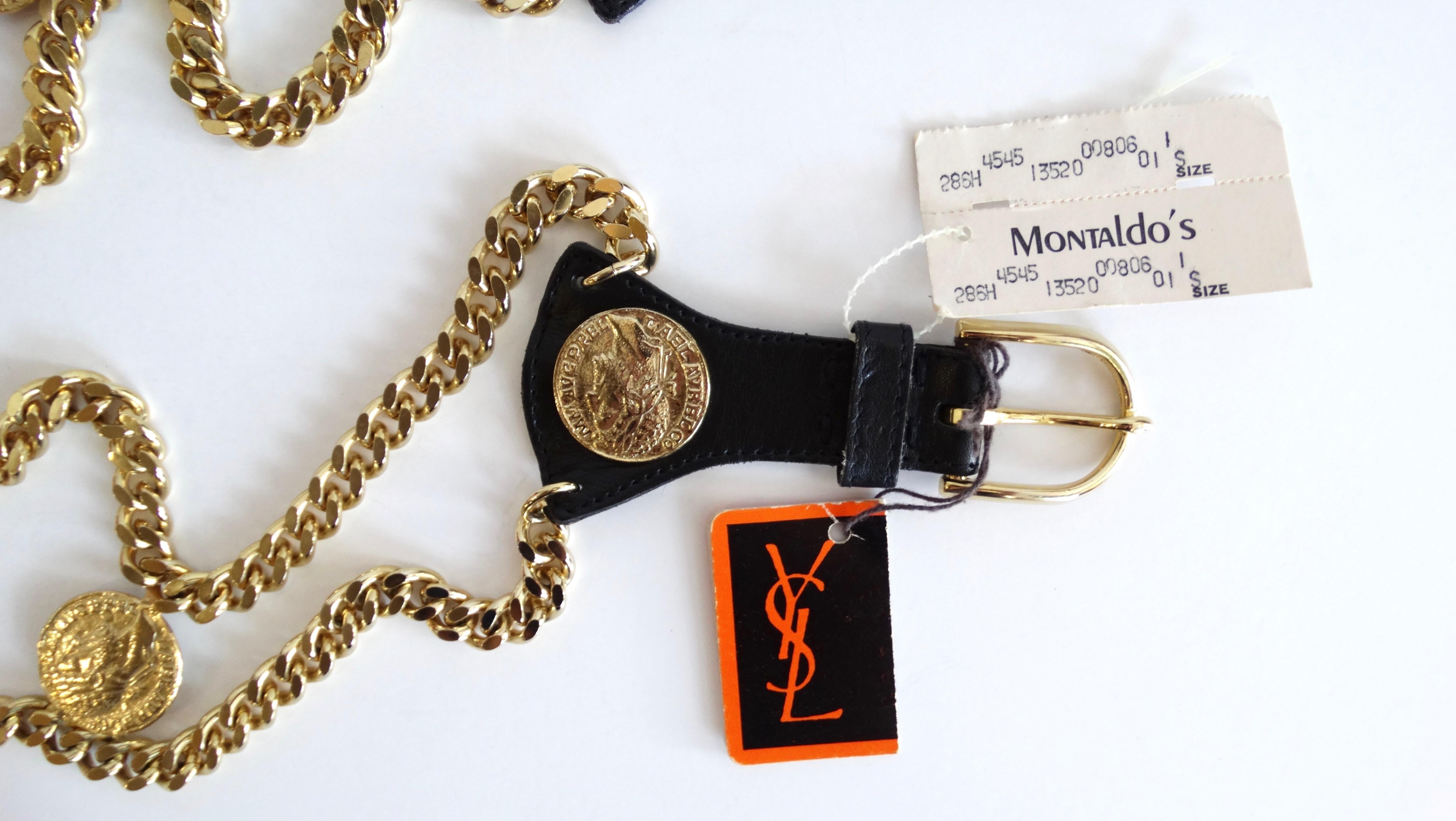 1980s Yves Saint Laurent Gold Chain Coin Belt In Excellent Condition In Scottsdale, AZ