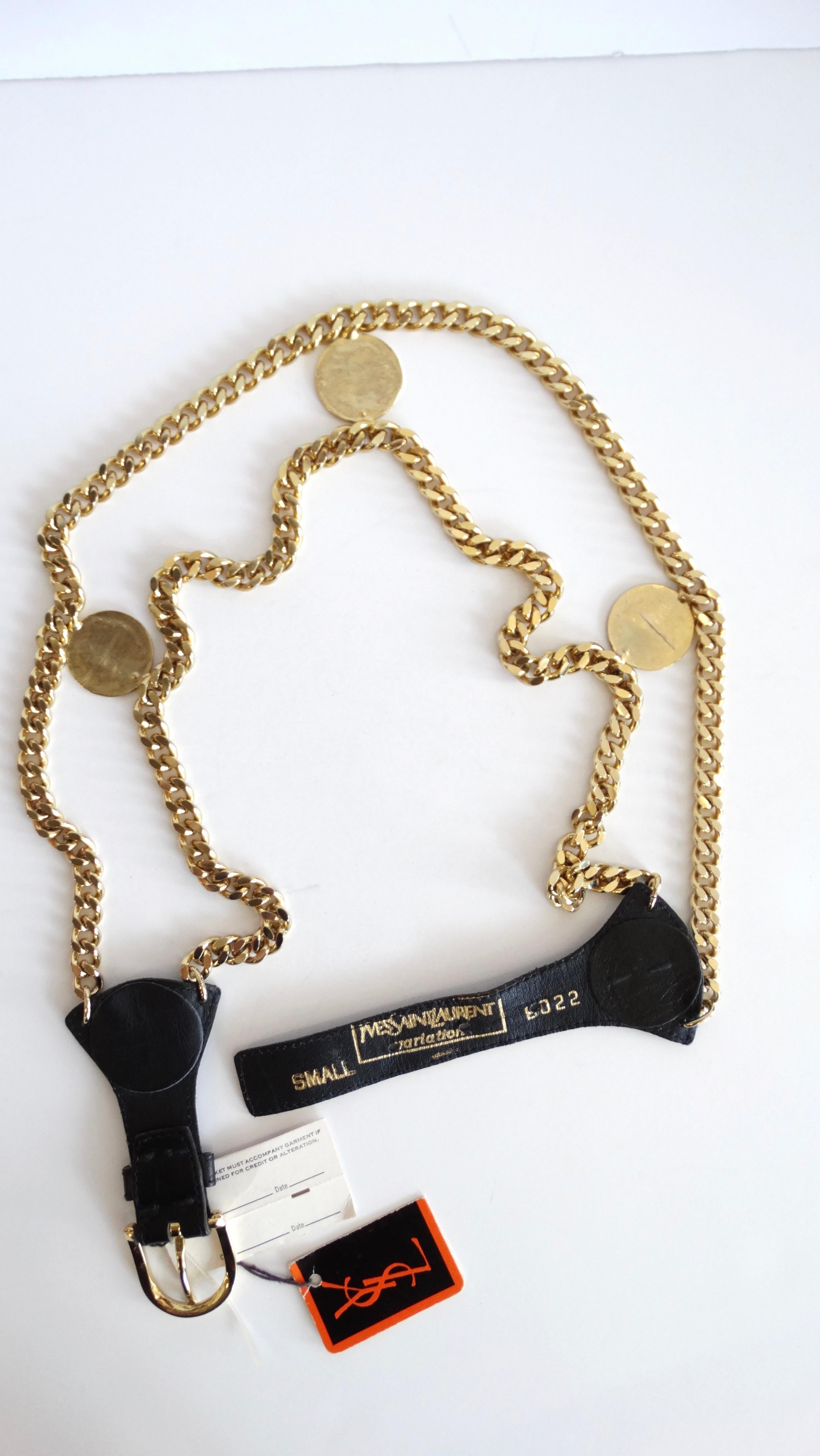 Women's 1980s Yves Saint Laurent Gold Chain Coin Belt