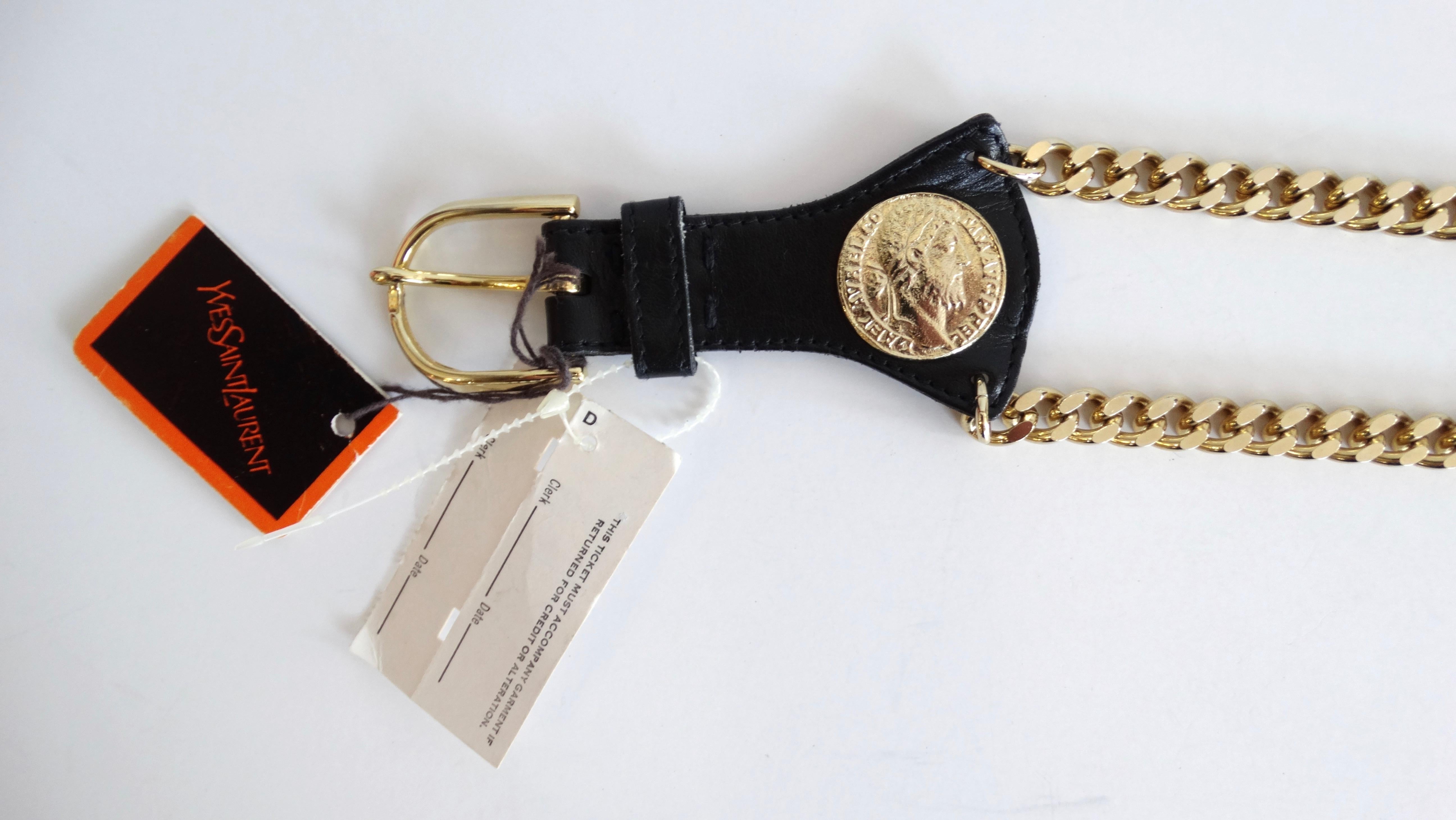 1980s Yves Saint Laurent Gold Chain Coin Belt 4