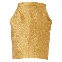 Vintage 1980S YVES SAINT LAURENT Gold Lamé Pencil Skirt